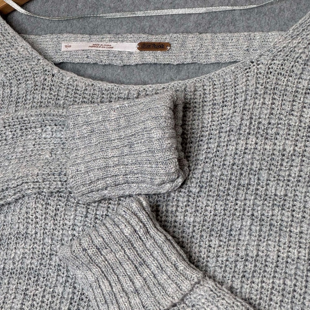 FREE PEOPLE Lace Up Back Sweater Oversized Long Sleeve Pullover Gray Size‎ Small